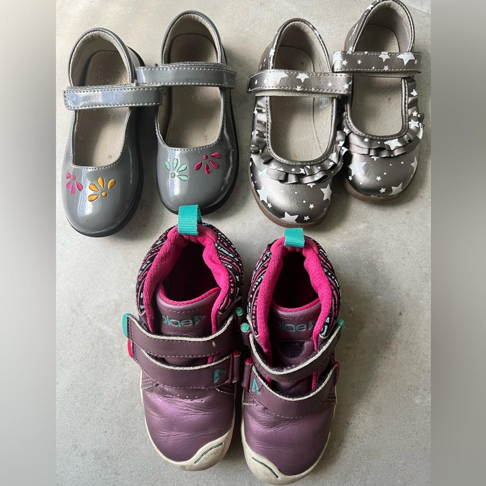 3 pairs of toddler girl shoes sz 10
